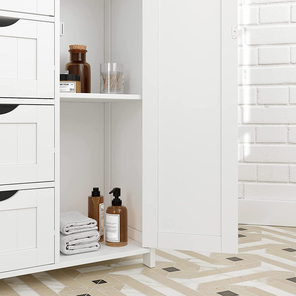 VASAGLE Floor Cabinet with 4 Drawers and Adjustable Shelf White