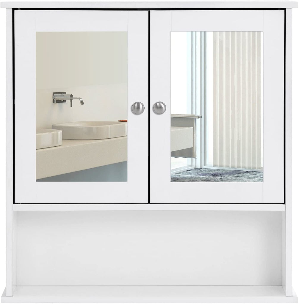 VASAGLE Wall Cabinet with 2 Mirror Doors