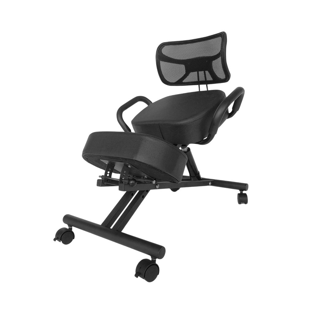 EKKIO Adjustable Ergonomic Office Kneeling Chair with Backrest (Black)