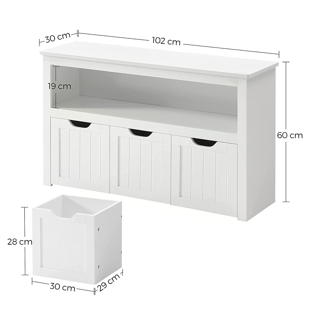 VASAGLE Storage Bench with Shelf and 3 Drawers