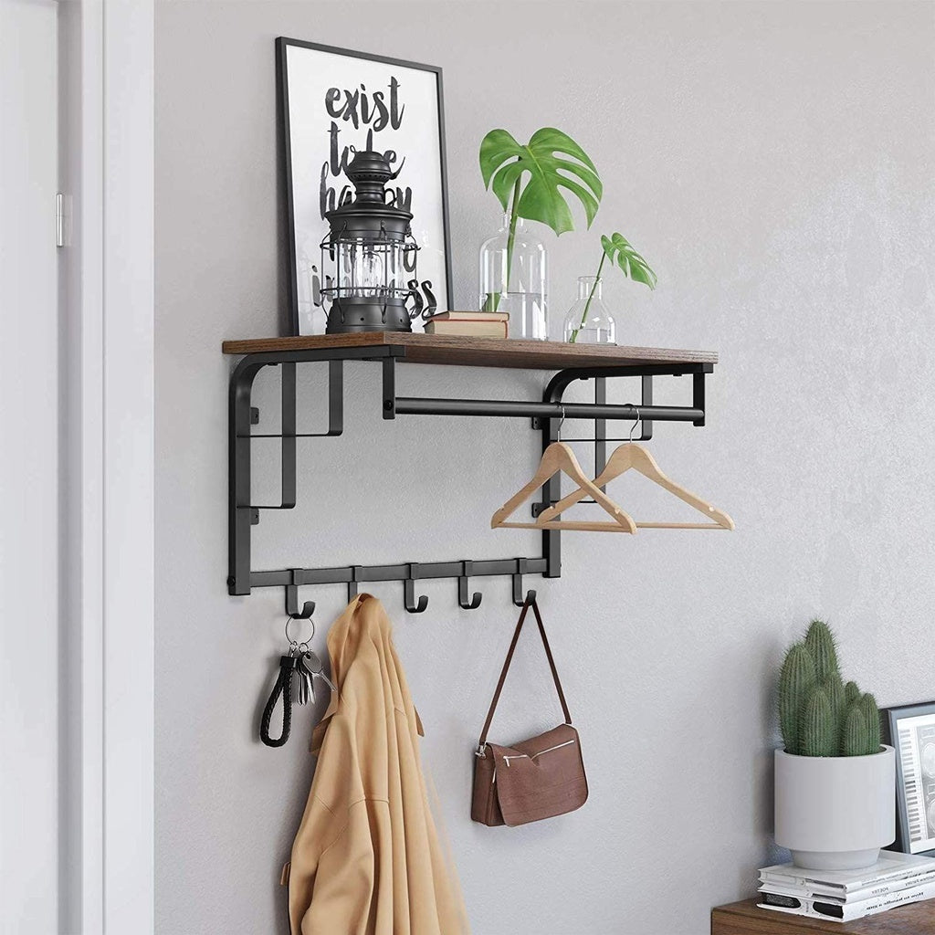 VASAGLE Wall-Mounted Coat Rack with 5 Hooks