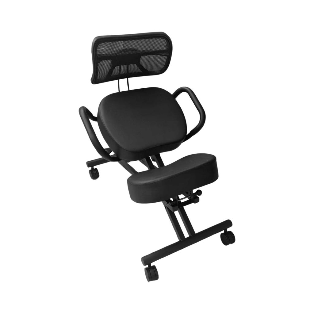 EKKIO Adjustable Ergonomic Office Kneeling Chair with Backrest (Black)