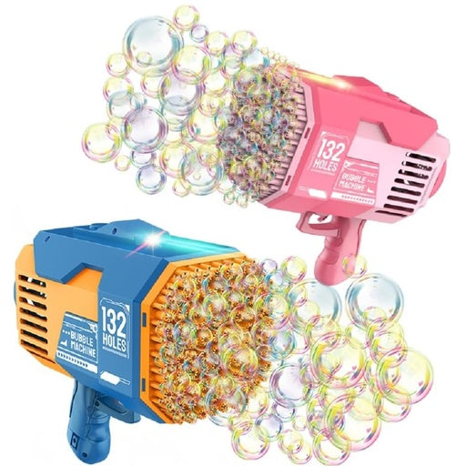 GOMINIMO 132 Holes Rechargeable Bubbles Machine Gun for Kids (Pink)