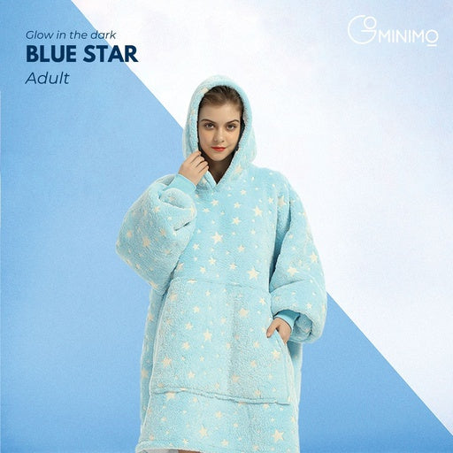GOMINIMO Hoodie Blanket Glow In Dark Star Blue
