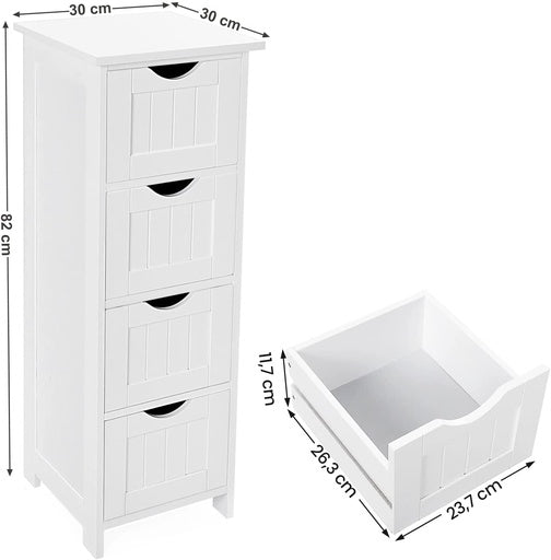 VASAGLE Floor Cabinet with 4 Drawers White
