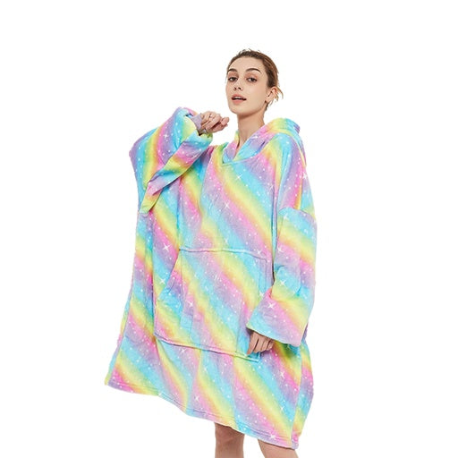 GOMINIMO Hoodie Blanket Rainbow Design