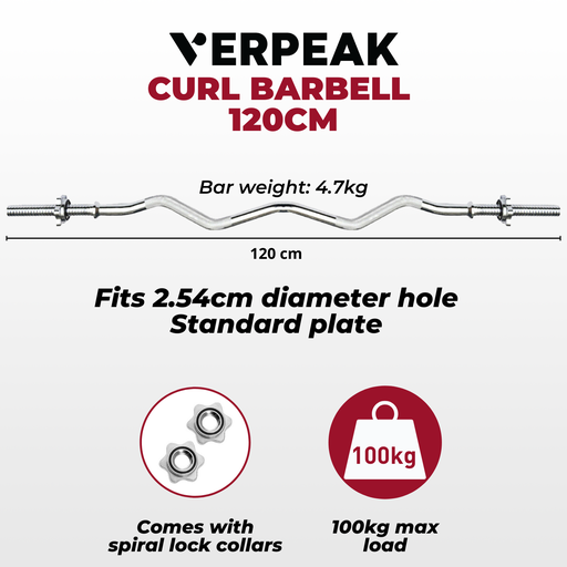 VERPEAK Standard Barbell 120CM Curl Bar