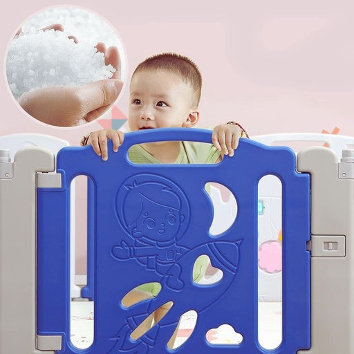 GOMINIMO Foldable Baby Playpen with 22 Panels (White Blue)