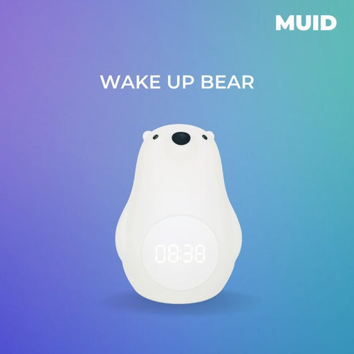 MUID Cute Bear Silicone Rechargeable LED Light Bedside Table Digital Alarm Clock