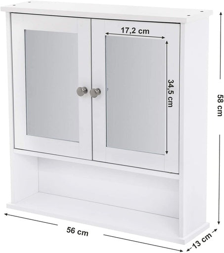 VASAGLE Wall Cabinet with 2 Mirror Doors
