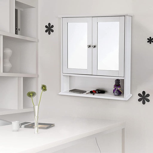 VASAGLE Wall Cabinet with 2 Mirror Doors