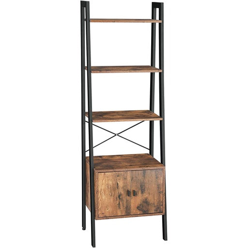 VASAGLE Ladder Bookshelf with Cupboard Rustic Brown