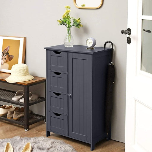 VASAGLE Floor Cabinet with 4 Drawers and Adjustable Shelf Gray