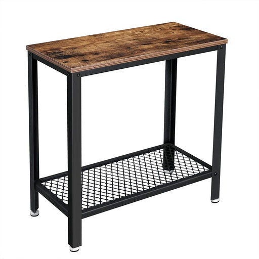 VASAGLE Industrial Side Table with Mesh Shelf Rustic Brown