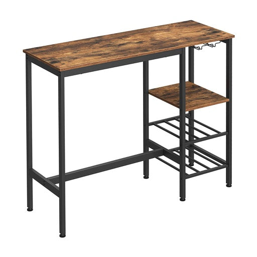 VASAGLE Bar Table with Wine Glass Holder and Bottle Rack