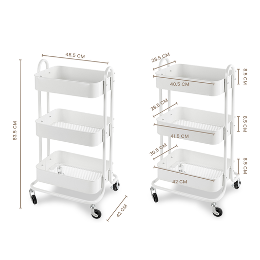 EKKIO Kitchen Trolley Cart 3 Tier (White)