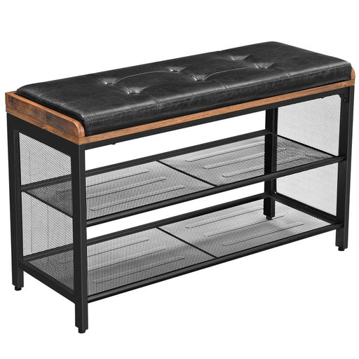 VASAGLE 3 Tier Shoe Storage Bench with Padded Seat
