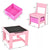 EKKIO 3PCS Kids Table with Lego Baseplate and Chairs Set with Black Chalkboard (Pink)
