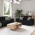Sofa Set with Cushion with Pillow Black Fabric