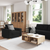 Sofa Set with Cushion with Pillow Black Fabric