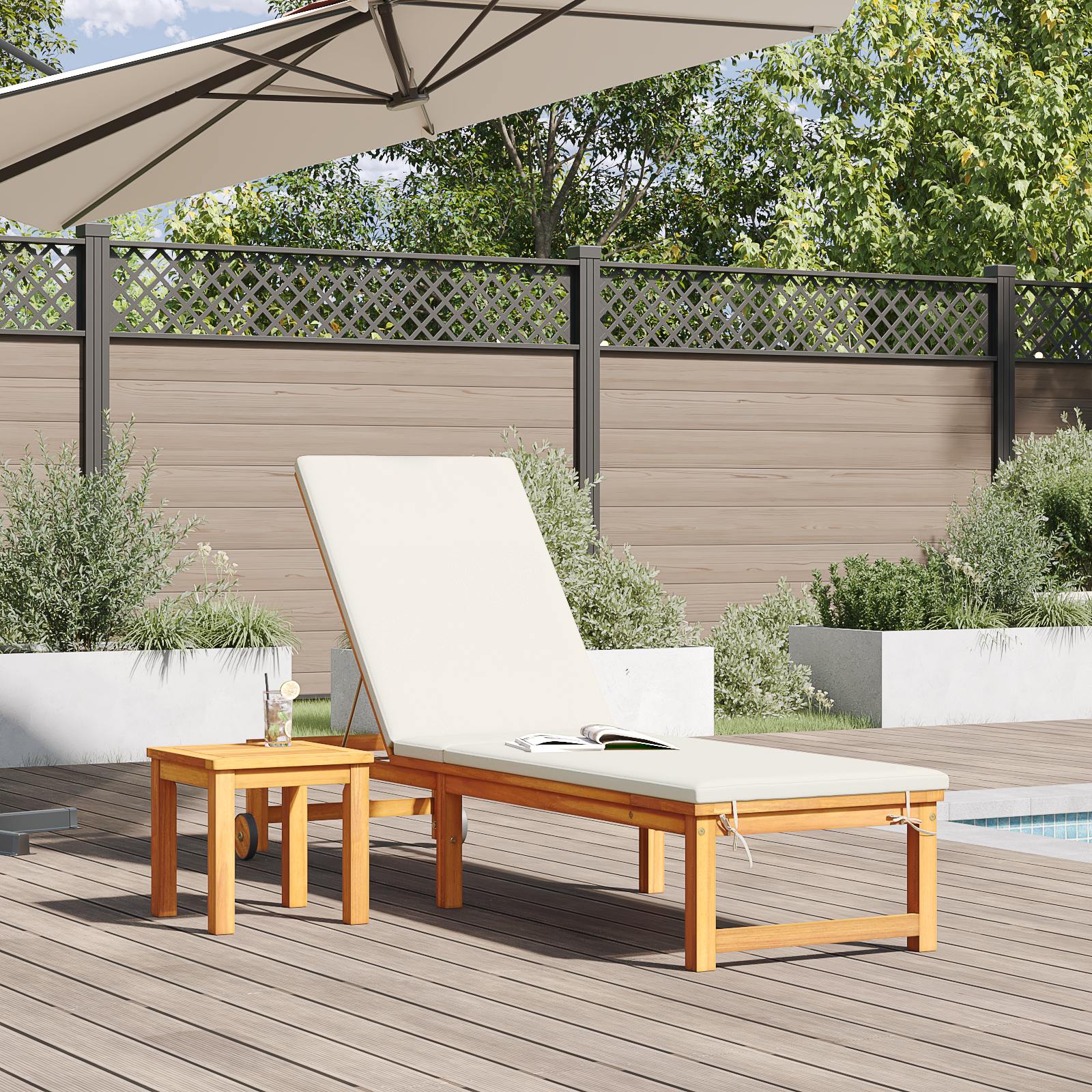 Sun Lounger Reclining 2 pcs Brown Solid Acacia Wood