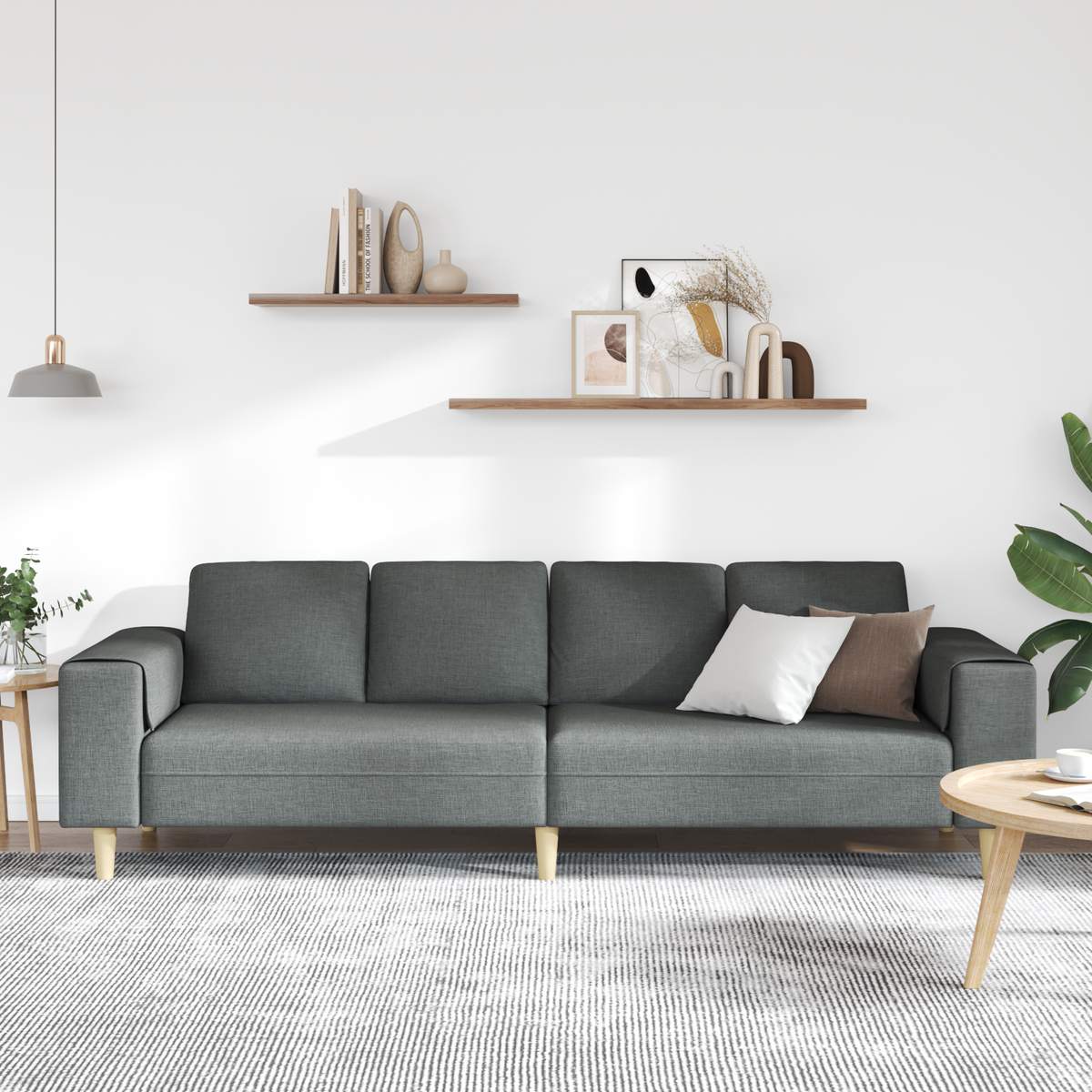 Living Room Couch Dark Grey 250 x 77 x 76 cm Polyester