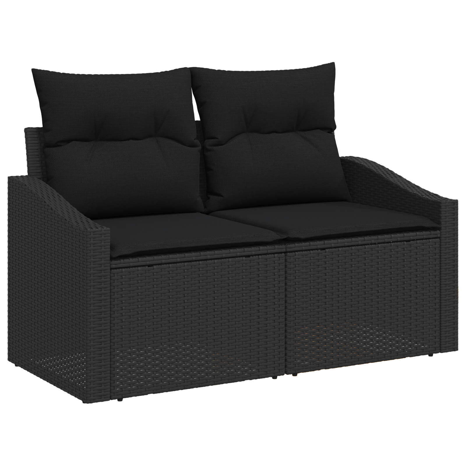 5 Piece Garden Sofa Set with Cushions Black Poly Rattan