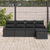 5 Piece Garden Sofa Set with Cushions Black Poly Rattan