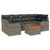 7 Piece Garden Sofa Set with Cushions Grey Poly Rattan Acacia