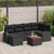 7 Piece Garden Sofa Set with Cushions Black Poly Rattan Acacia