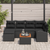 7 Piece Garden Sofa Set with Cushions Black Poly Rattan Acacia