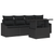5 Piece Garden Sofa Set with Cushions Black Poly Rattan