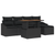 6 Piece Garden Dining Set with Cushions Black Poly Rattan Acacia