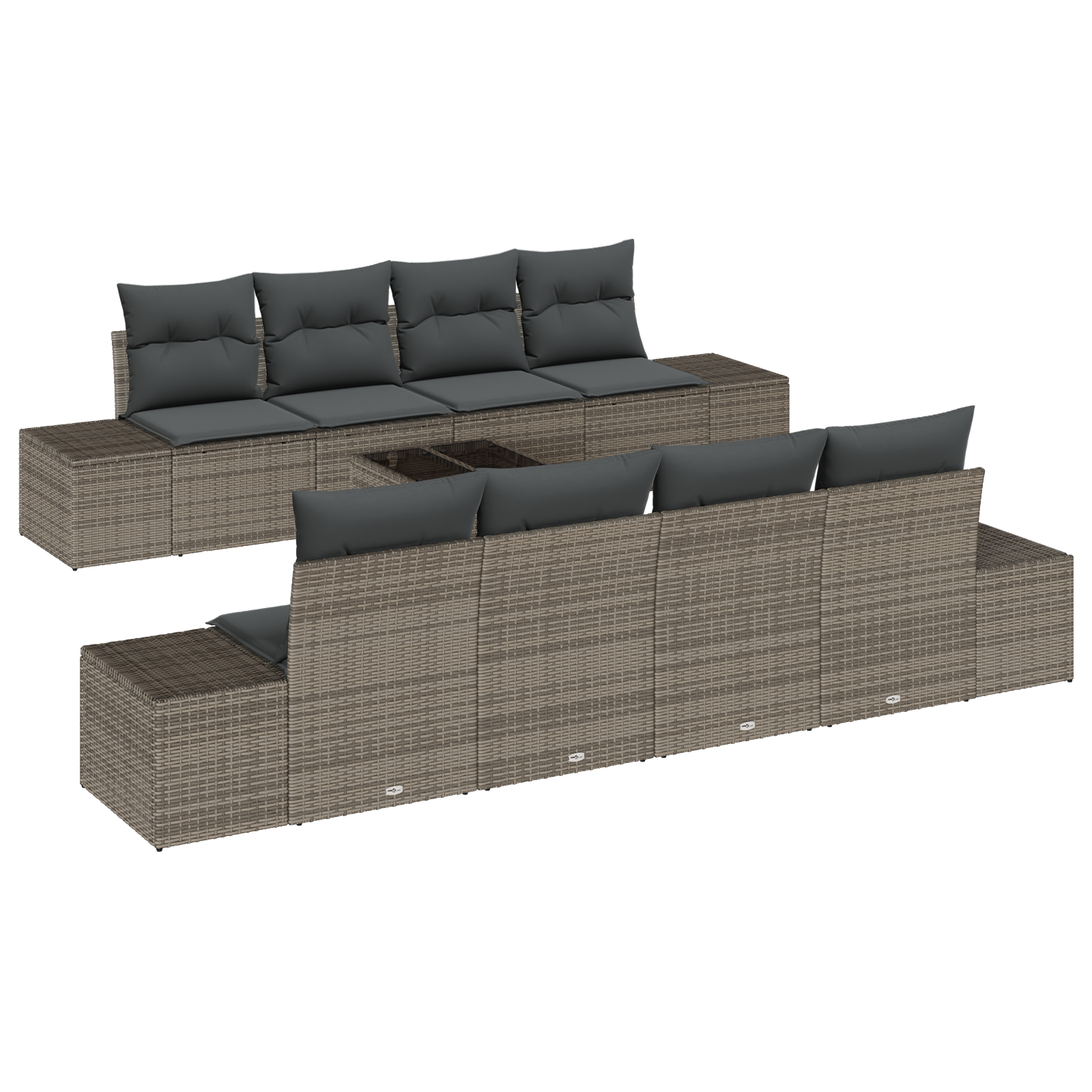 7 Piece Garden Sofa Set with Cushions Grey Poly Rattan