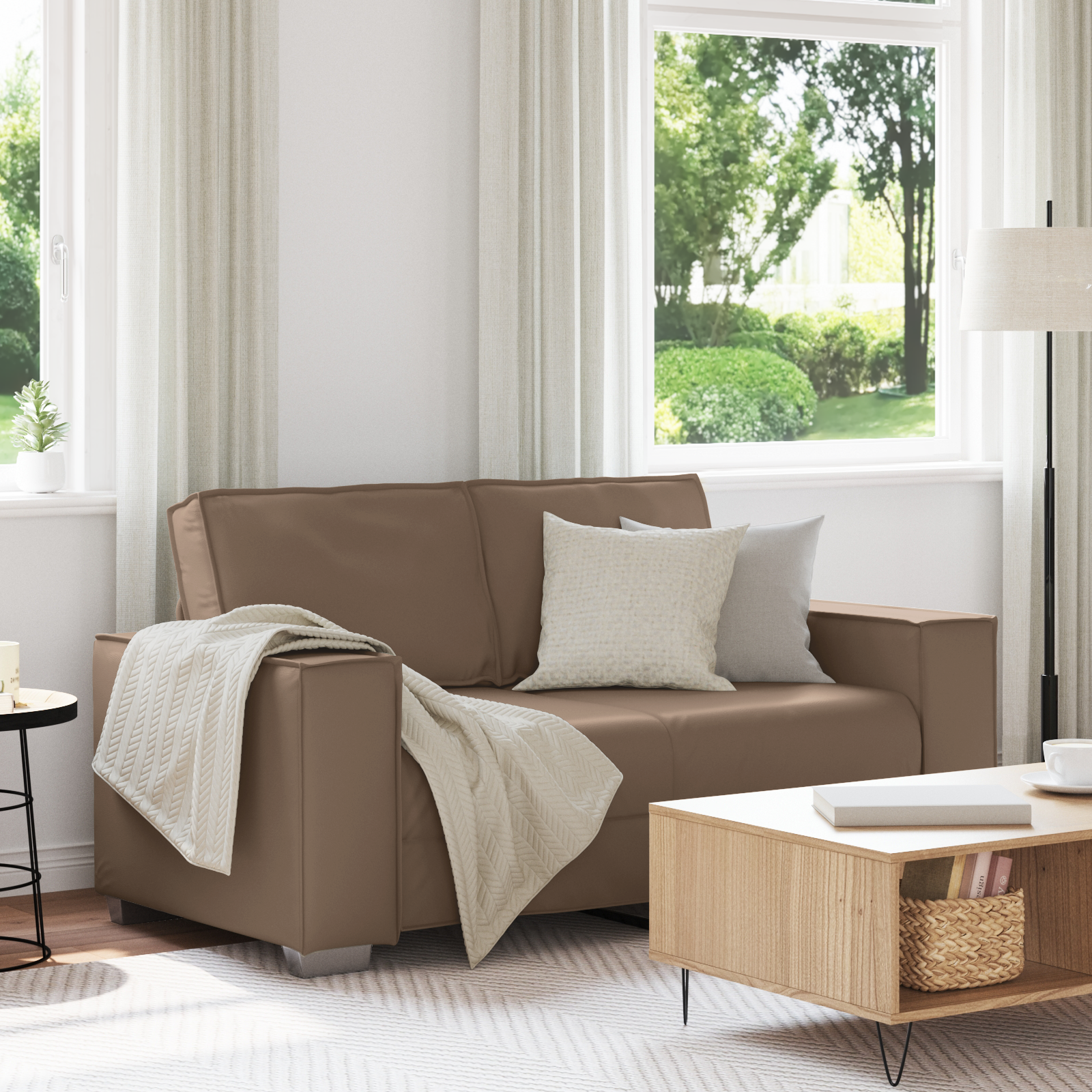 Loveseat Sofa Cappuccino 160 cm Faux Leather
