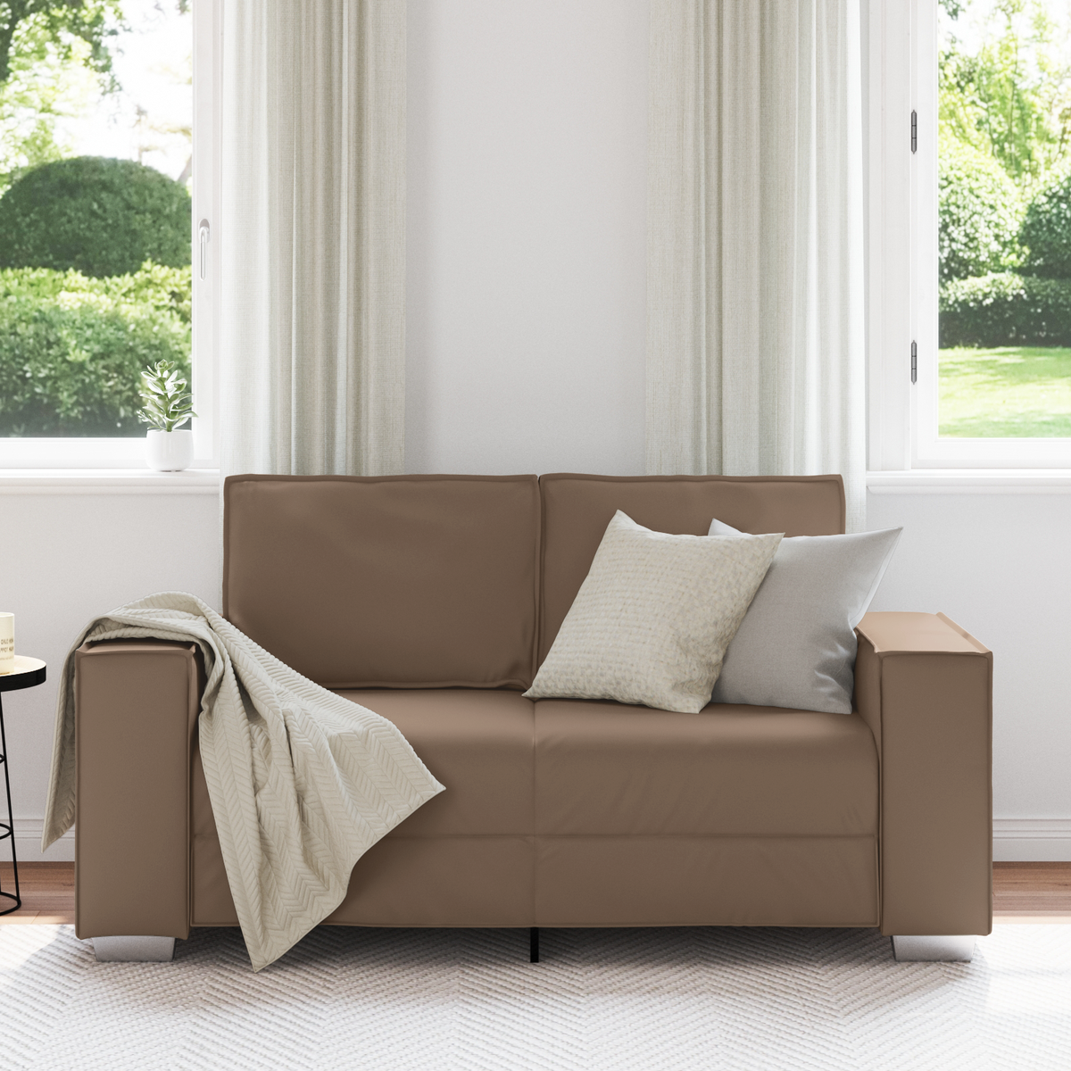 Loveseat Sofa Cappuccino 160 cm Faux Leather