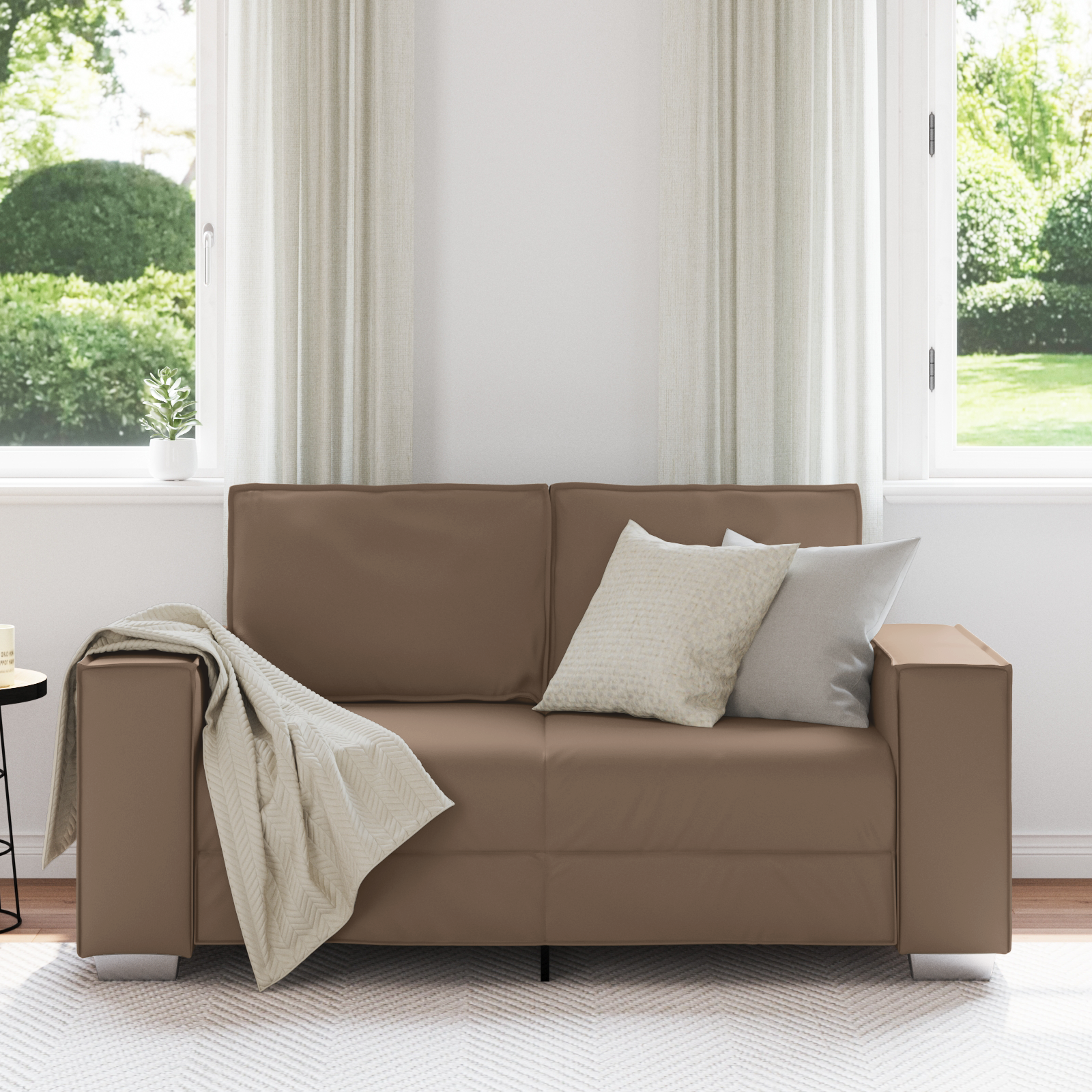 Loveseat Sofa Cappuccino 160 cm Faux Leather