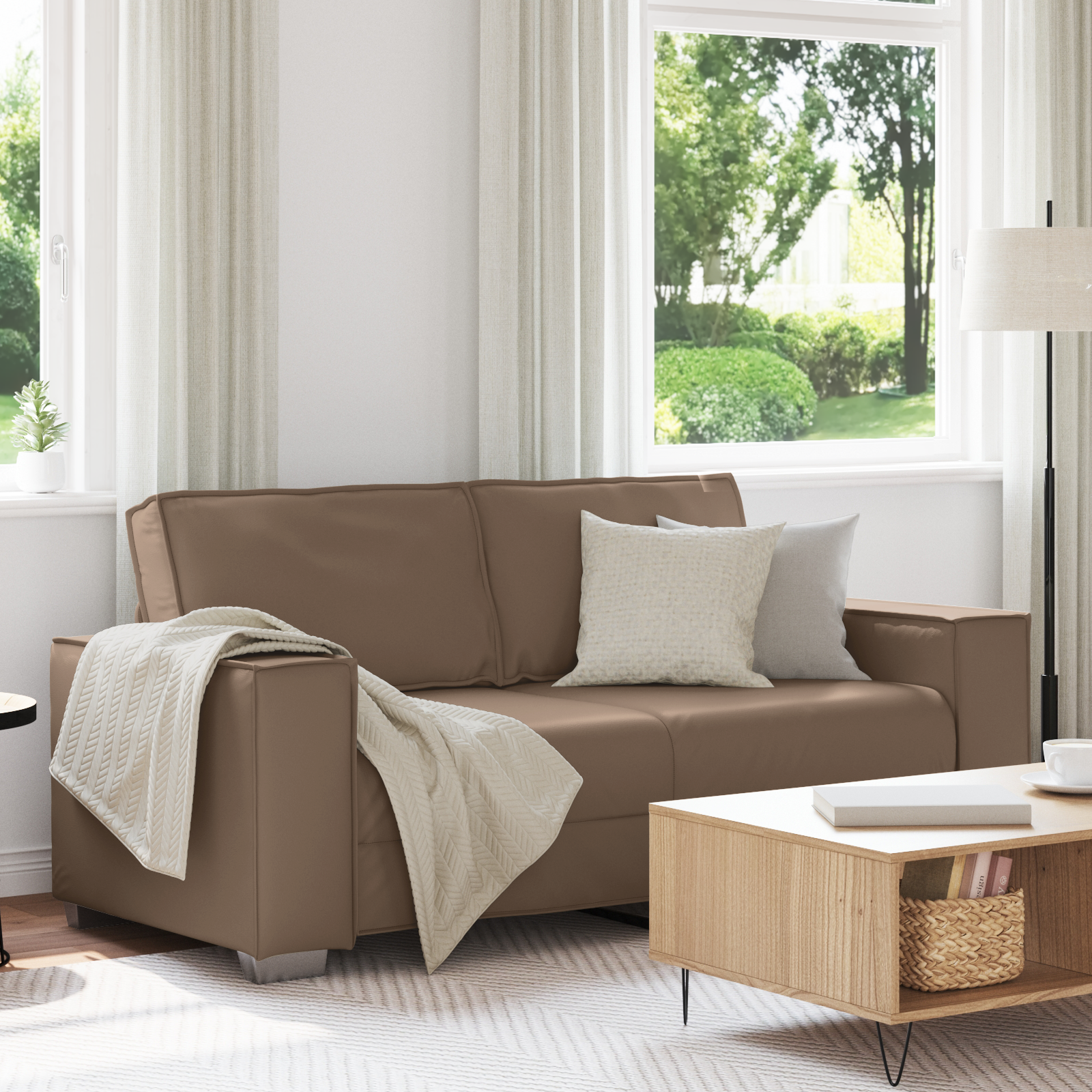 Loveseat Sofa Cappuccino 180 cm Faux Leather