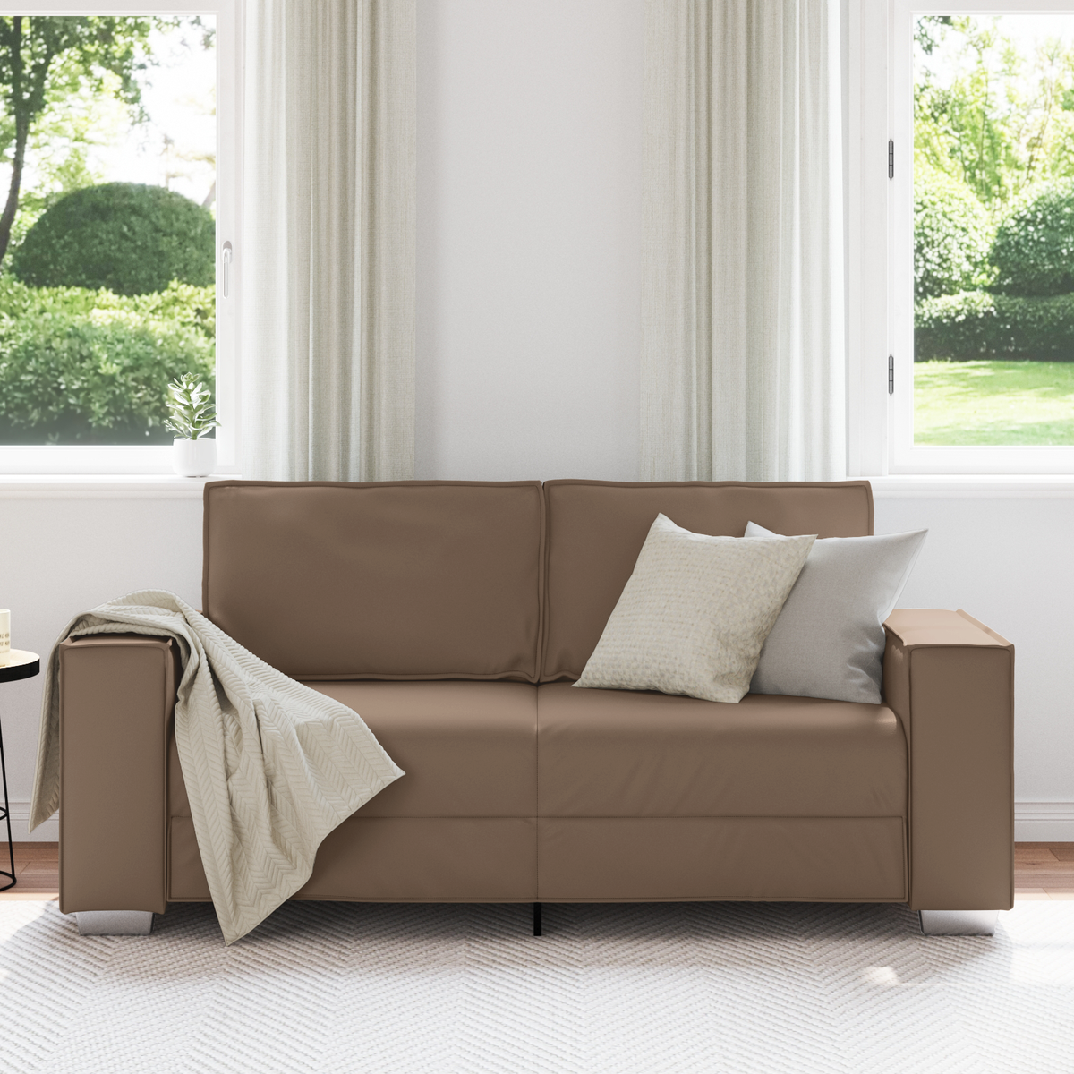 Loveseat Sofa Cappuccino 180 cm Faux Leather