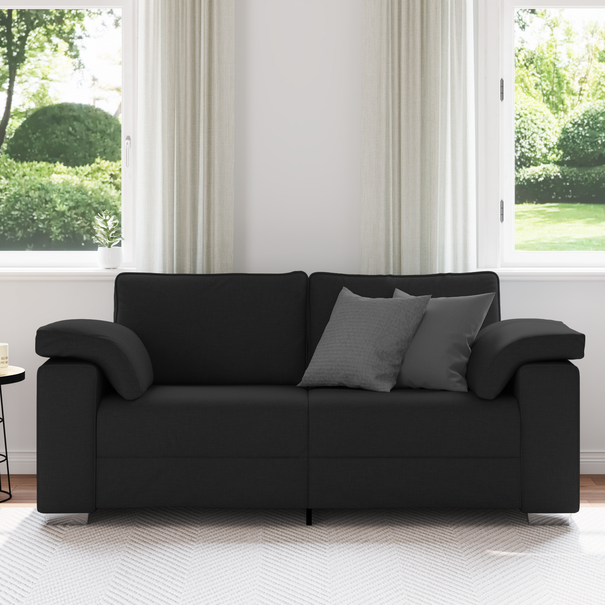 Loveseat Sofa Black 180 cm Fabric