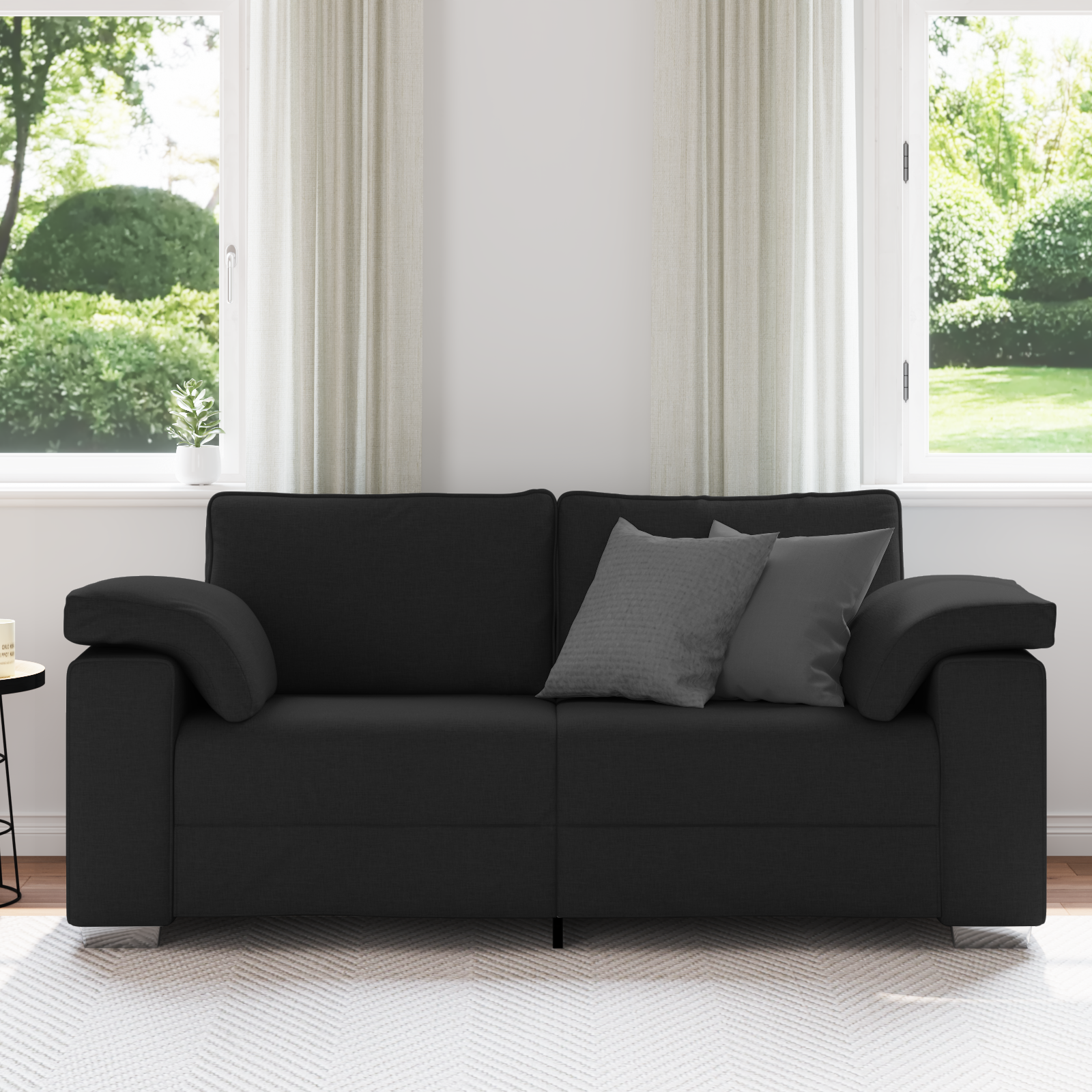 Loveseat Sofa Black 180 cm Fabric