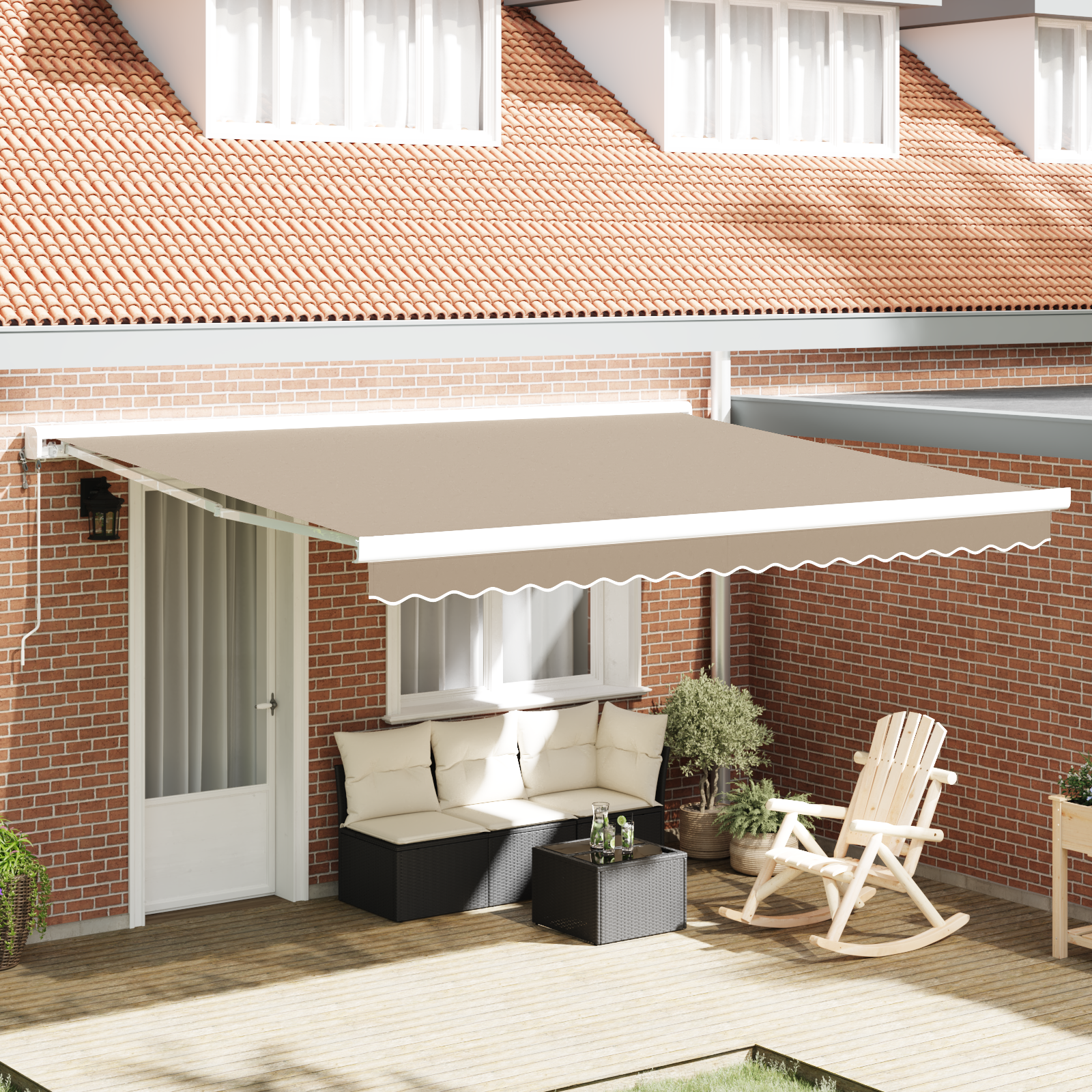 Awning Replacement Fabric Beige 4 x 3,5 m Polyester