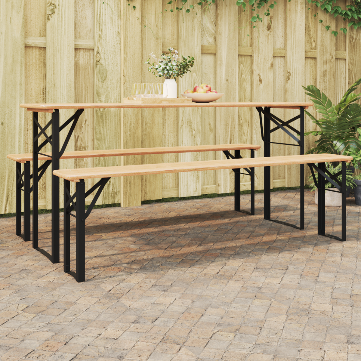 Beer Table Leg 2 pcs Black 39 x 3 x 75 cm Powder-Coated Steel