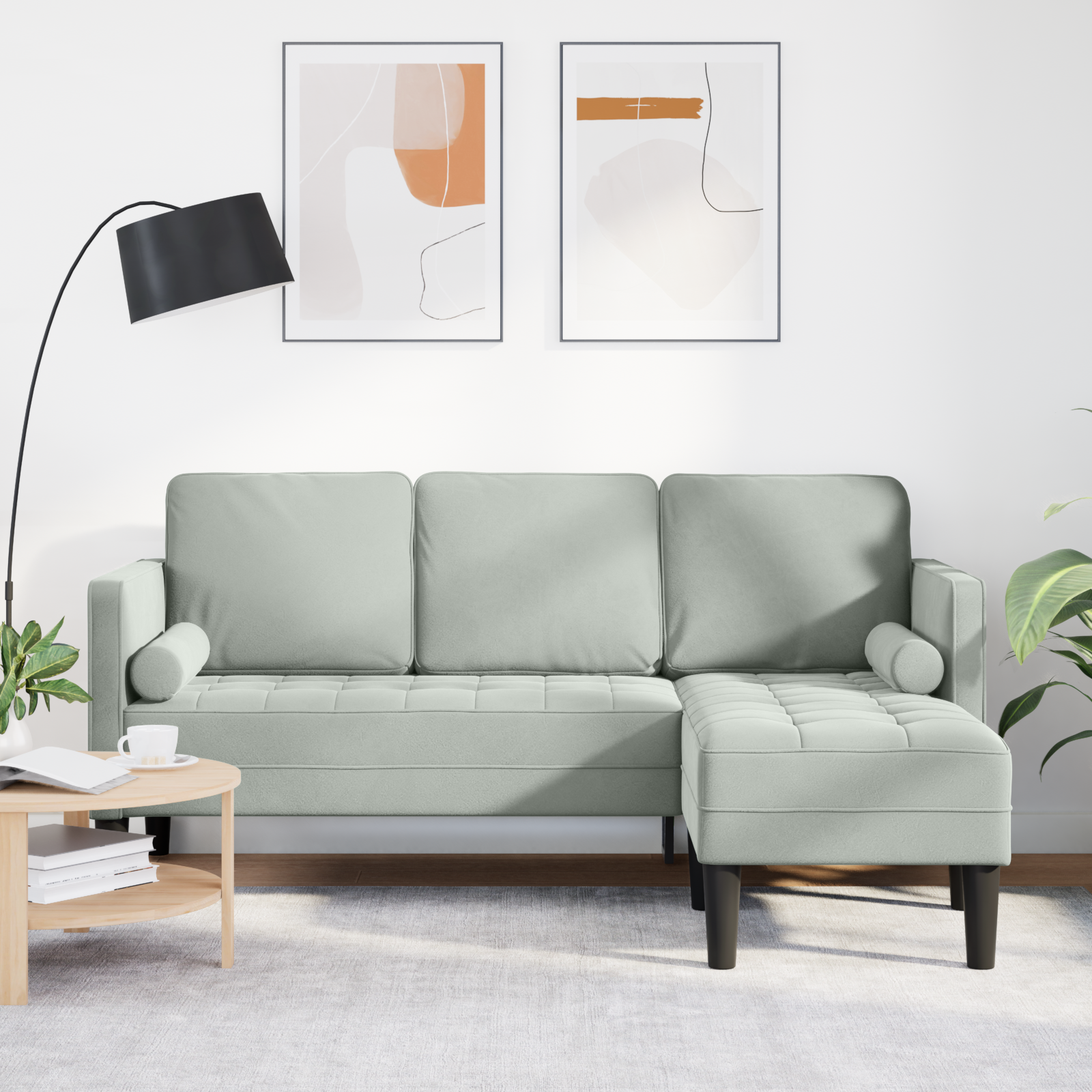 Sofa Set with Cushion Light Grey Polyester