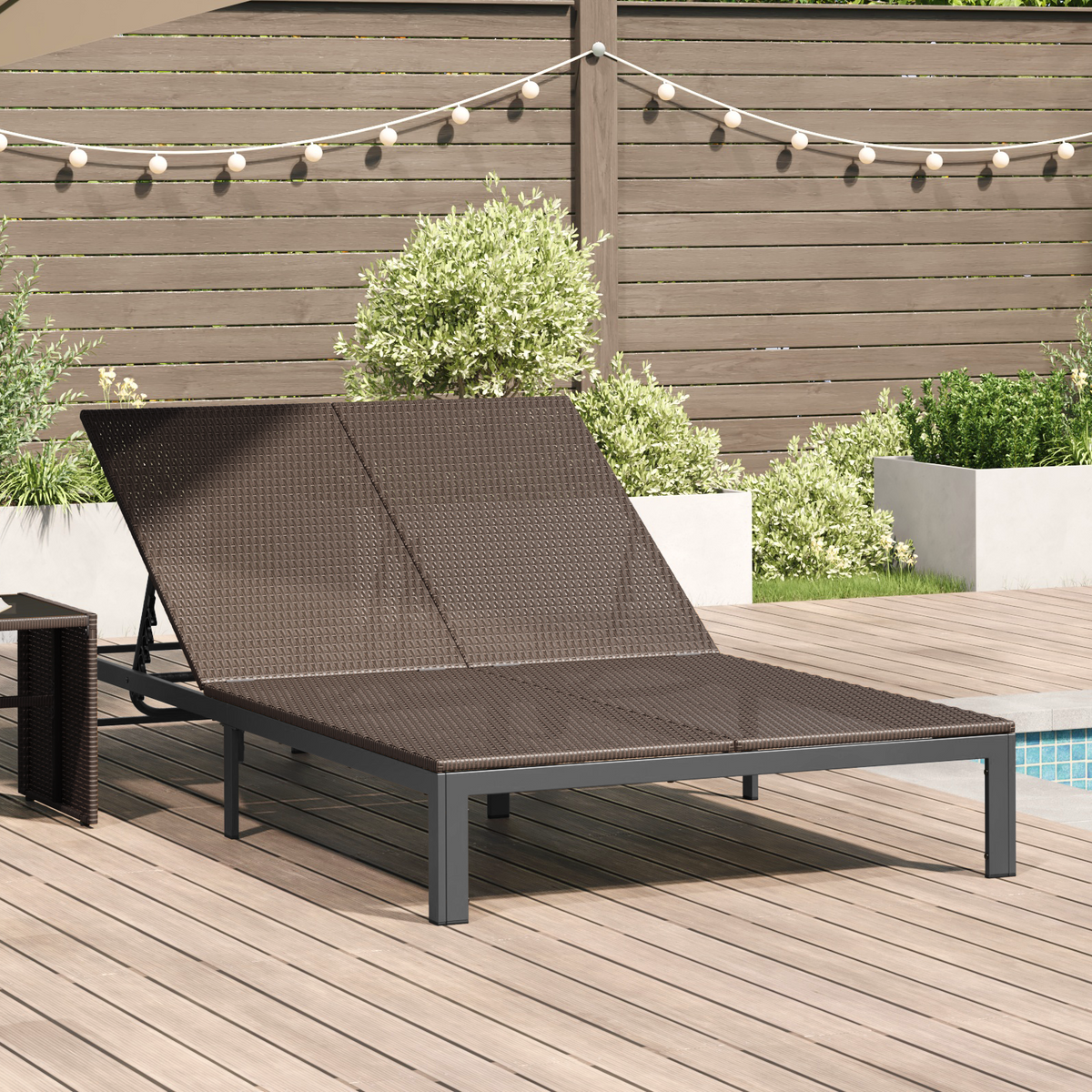 Sunbed Poly Rattan Brown