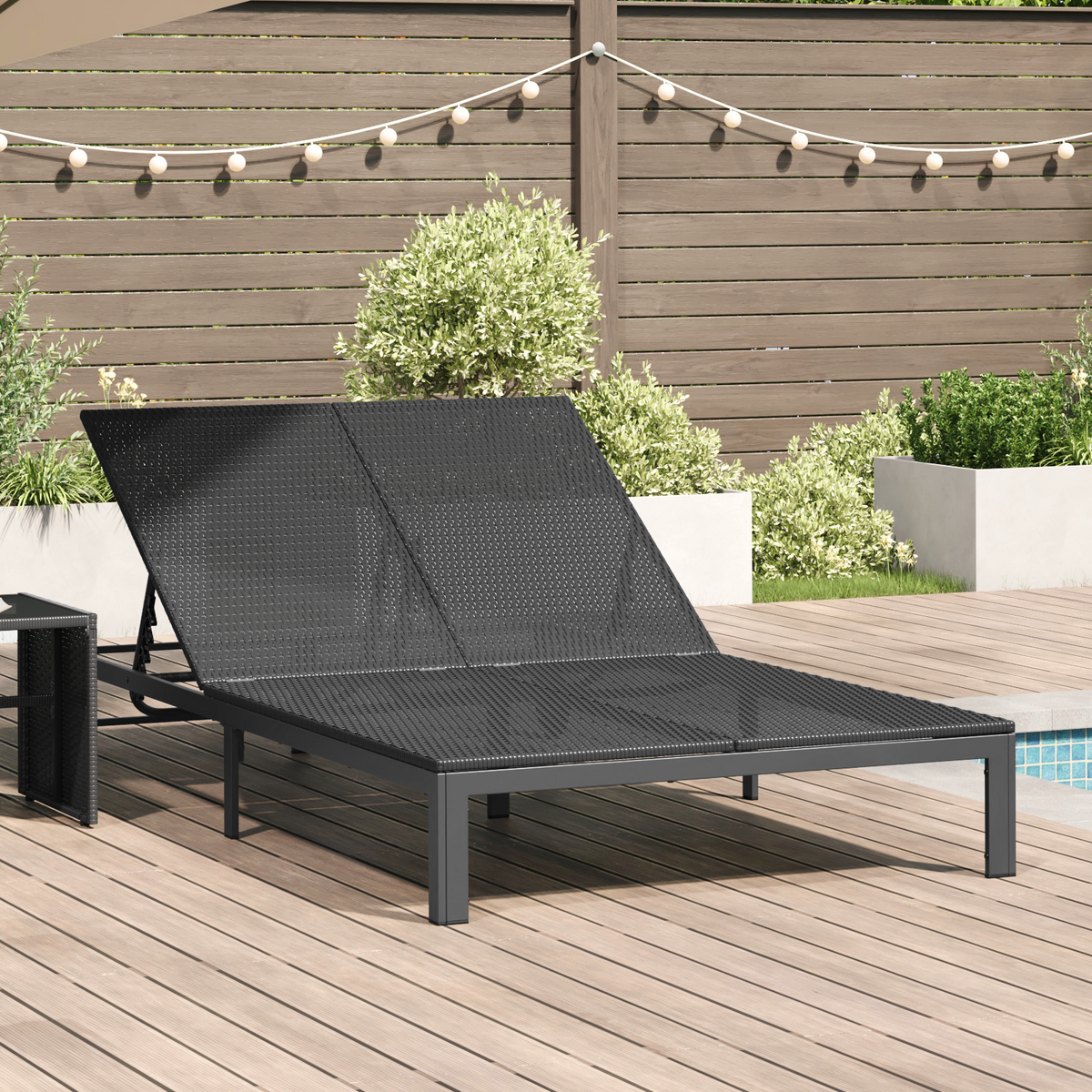 Sunbed Poly Rattan Black