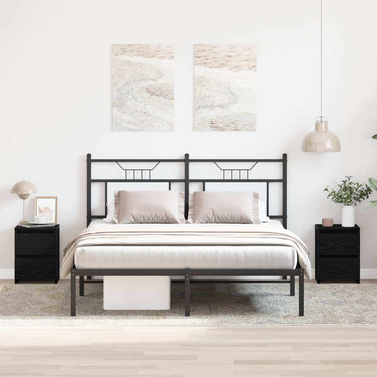 Bedside Cabinet 2 pcs Black Oak 30 x 30 x 40 cm Engineered Wood