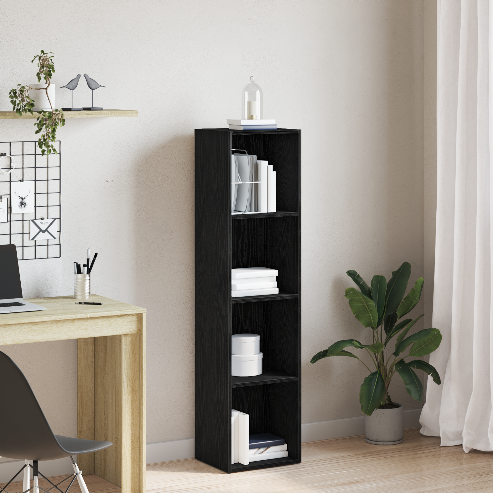 Book Cabinet Black Oak 36 x 30 x 143 cm Engineered Wood