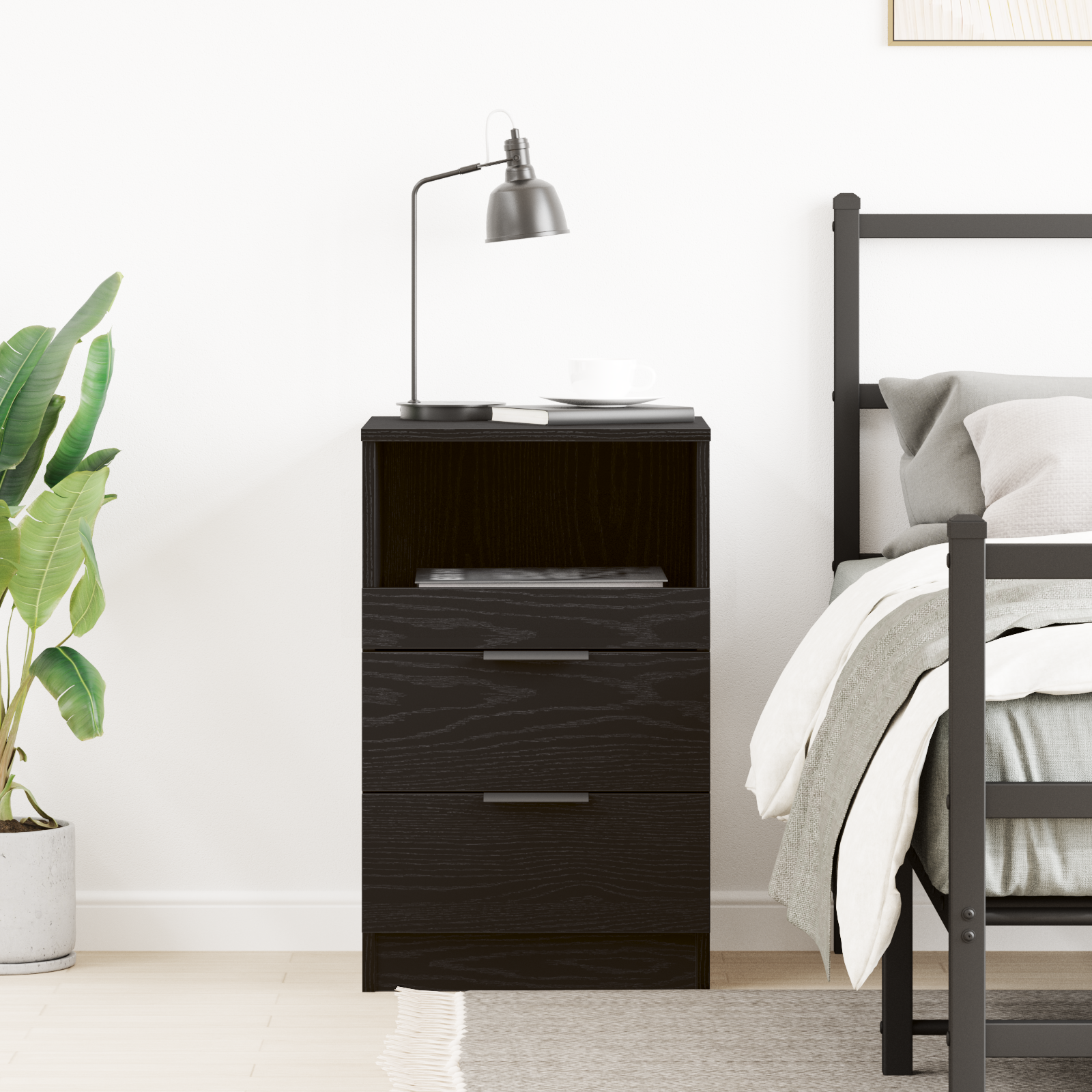 Bedside Cabinet Black Oak 40 x 35 x 65 cm Engineered Wood
