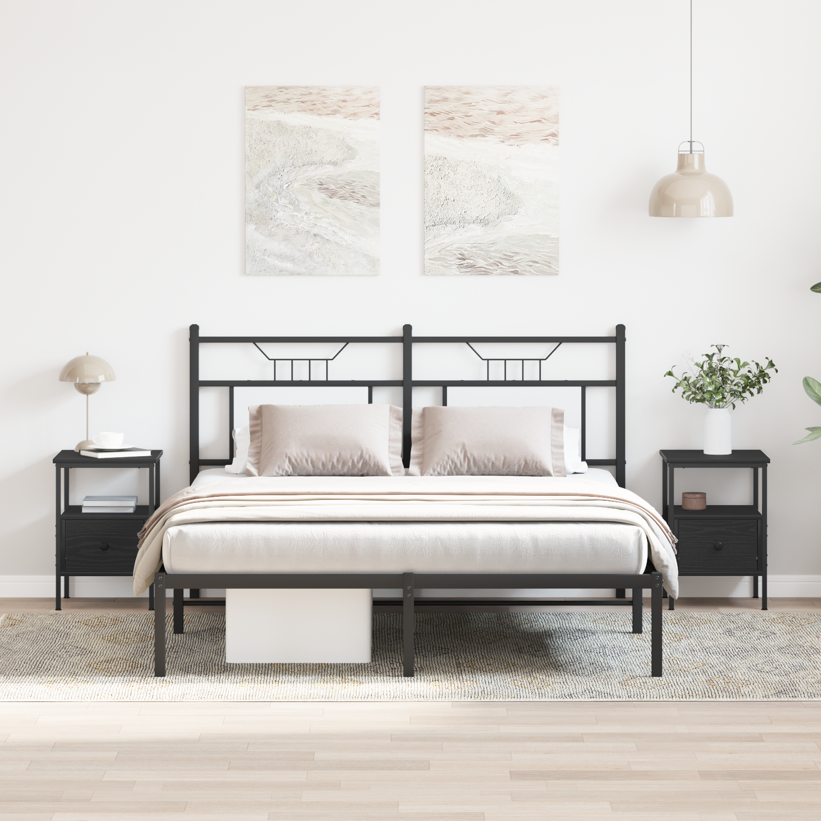 Bedside Cabinet 2 pcs Black Oak 34 x 36 x 50 cm Engineered Wood